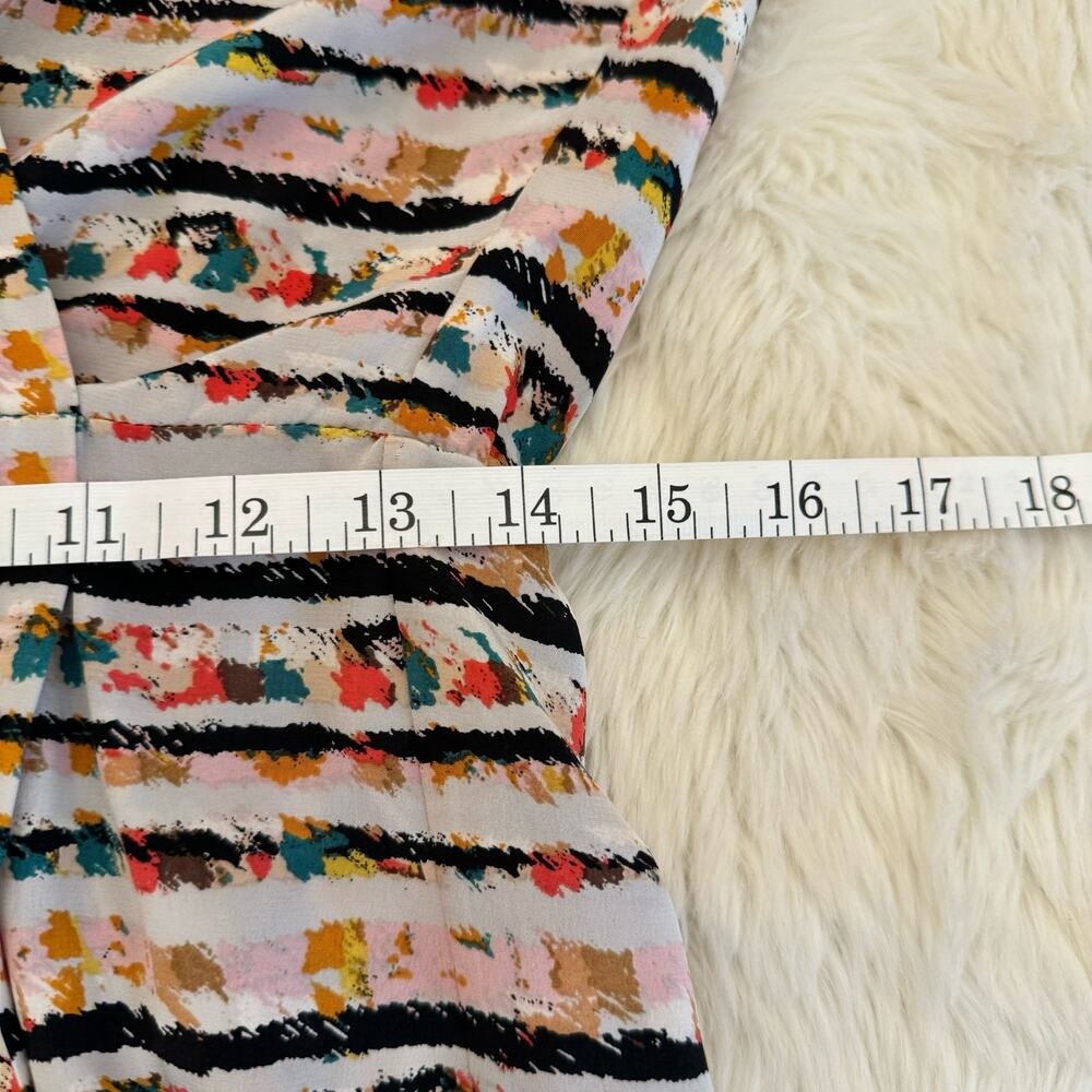 Parfait Silk Stripe Faux Wrap Dress Small - Picture 7 of 9